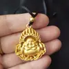 Colgante Cabeza de Buda Dorado Arena Anti-Vietnamita Collar de Oro Método Antiguo Joyería al por Mayor para Mujer Candado Ping An Xiangyun Colgante Sencillo para Pareja