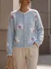 Cardigan Tejido Floral Más Vendido en Amazon para Mujer 2026 Otoño/Invierno Nuevo Suéter Abrigo de Cuello Redondo Estilo Perezoso