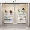 Organizador de Fregadero Extraíble Tocador de Baño Caja de Almacenamiento Debajo del Fregadero Múltiples Niveles Lavabo de Inodoro Cesta Desplegable Estante Escalonado
