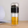 Taza de Separación de Agua y Té de Doble Capa de Vidrio para Hombres con Filtro Taza de Té Creativa Portátil para el Hogar Barrera de Agua Transparente