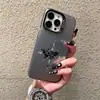 Funda de teléfono cruzada TK más vendida, minimalista en blanco y negro con estampado de brújula y mapa, compatible con Apple 15 Plus, en un colorido acabado plateado