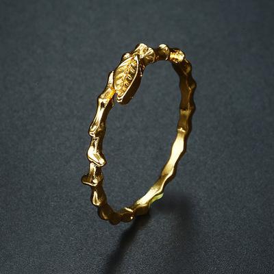 wish爆款 速卖通热卖创意树叶造型戒指 欧美女士