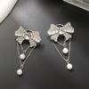 Brincos de orelha de borboleta super fada estilo francês, brincos de luxo leves com borla e pérolas para mulheres