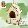 Casa de pássaros de madeira transfronteiriça DIY montada casa de pássaros pintura grafite gaiola de pássaros casinha de pássaros ninho de pequenos animais atacado