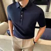 2026 Nuevo Estilo Camisa Polo de Manga Corta Fresca y Elegante para Hombre, Algodón de Amoníaco Líquido, Amigable con la Piel, Tacto Fresco, Polo Casual de Negocios para Hombre