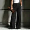 Pantalones de pierna ancha fluidos de cintura alta europeos y americanos transfronterizos para mujer, pantalones casuales acanalados de color liso para otoño e invierno, pantalones largos sueltos y versátiles hasta el suelo