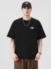 Roupas Masculinas Fengshe / Nova Camiseta de Manga Curta para Homens 2026, Camiseta Casual Versátil com Estampa de Letras, Tecido Pesado