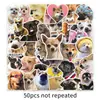 50 pegatinas de bolsa de expresión de perro de moda, lindas para mascotas, animales de dibujos animados divertidos, lindas, divertidas, impermeables, pegatinas decorativas
