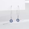 Pendientes de aro de plata de ley S925 con Ojo del Diablo para mujer, temperamento coreano, personalidad, pendientes de aro simples, pendientes retro para mujer
