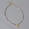 Collar Colgante de Unicornio Pony con Cuentas de Piedra Real Imitación Perla Dulce Dopamina Colorido Diseño de Nicho Japonés y Coreano para Mujeres
