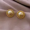 Brincos de Pérola com Renda Torcida, Brincos Modernos Estilo Coreano, Brincos Hepburn Estilo Retro de Hong Kong, Brincos Minimalistas de Nicho