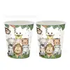 Novo Conjunto de Louça Descartável de Animais da Selva Prato de Papel Copo de Papel Guardanapo de Papel Festa de Aniversário Evento Decoração de Festa