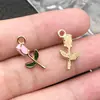 60 Dijes Mixtos para Joyería DIY de Flor de Aleación Esmaltada, Aretes de Perla de Cinco Pétalos de Flor de Cerezo, Accesorios para Orejas, Colgantes para Collares