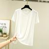 Camiseta Feminina de Modal com Gola Redonda Verão Fina Manga Curta Solta plus size Emagrecedora Camisa Básica Casual Coreana Peça Versátil