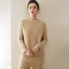 Suéter 100% Cachemir, Doble Hilo Engrosado, Cuello Redondo, Nuevo Estilo Otoño e Invierno para Mujer, Tejido Duradero, Suéter Base Suave y Liso