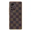 Envío directoAdecuado para Funda de Teléfono Honor Magic4, Color Café a Cuadros, Parche de Cuero con Agujeros Finos, Funda Suave P60 Pro