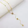 Pulsera de Acero Inoxidable Dorada con Borla, Collar para Clavícula de Mujer, Modelo Nuevo, Flor de Cuatro Hojas Hueca Estilo Coreano con Mariposa de Diamante Blanco