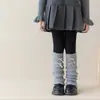 Zapatos y calcetines para niñas, calcetines de estilo coreano a cuadros con lazo para primavera y otoño, calentadores de pantorrilla lindos para otoño e invierno para niñas