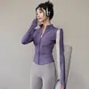 Jaqueta Esportiva para Corrida ao Ar Livre Roupas de Yoga Femininas Roupas Fitness Top Manga Longa Respirável Secagem Rápida Roupas Emagrecedoras e Afinando a Cintura