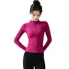 Jaqueta fitness de corte tridimensional de secagem rápida com gola alta, zíper completo, mangas compridas, corte justo, adequada para corrida, treino e yoga