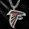 Pendente de Logo de Equipe de Falcão Esmaltado com Personalidade de Strass Completo Cruz Europeia e Americana Acessórios de Joias para Colar Hip Hop Masculino