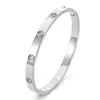 Pulsera de Moda Transfronteriza con Cierre de Diamante, Pulsera de Acero Titanio con Diez Diamantes Color Oro Rosa para Mujer, Estilo Lujo Ligero, Venta Directa del Fabricante