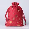Nova Bolsa de Flanela Prateada com Estampagem a Quente de Natal com Cordão Saco Externo para Doces e Presentes de Feriado Bolsa de Tecido