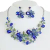 Conjunto de Colar e Brincos Florais Europeus e Americanos Retrô Cravejados com Diamantes, Acessórios Exagerados para Vestido de Noiva, Joias Mais Vendidas Transfronteiriças