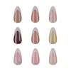 Exclusivo Transfronterizo Uñas Francesas de Almendra Color Mixto Puntas de Uñas Francesas Parches de Uñas Usables Polvo Nude Sin Costuras Nuevo Arte de Uñas