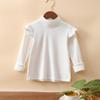 Atacado de Roupas Infantis Camisetas Base para Crianças Primavera, Outono e Inverno Novo Estilo Camisetas para Meninas Gola Meio Alta Tops Lisos para Crianças Maiores