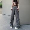 Pantalones de Calle Estilo Bf para Mujer, Pantalones Cargo Retro Americanos de Verano, Pantalones Largos de Pierna Recta, Pantalones Casuales Adelgazantes de Cintura Alta, Estilo Ins