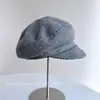 Chapéu Boina Retrô Japonês de Sarja para Mulheres, Gorro Quente de Outono e Inverno com Emblema de Trevo de Quatro Folhas da Sorte, Chapéu de Cavaleiro, Chapéu Octogonal