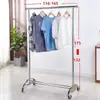 Estante de Exhibición Plegable de Doble Barra Móvil con Ruedas Espesor Piso Soporte Telescópico Ajustable Tendedero para Ropa