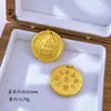 Pingente Exquisitamente Trabalhado com Padrão Martelado em Ouro Amarelo Banhado com Símbolos Tradicionais Chineses de Sorte, Estilo Vintage, Relevo Tridimensional, Banhado a Cobre, Colar Feminino Novo Estilo Chinês