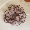 Scrunchie Vintage Estilo Francês com Estampa de Rosa Seca para Mulheres, Elástico para Rabo de Cavalo Baixo, Acessório de Cabelo para Coque