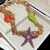 Collar de estrella de mar acrílica con cuentas y esmalte a goteo transfronterizo europeo y americano, cadena de clavícula de nicho de alta gama, gargantilla vintage exagerada para mujer