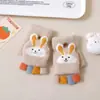 Guantes de Invierno Nuevos de Dibujos Animados para Niños Conejo Lindo Estudiante Escritura Dedos Plegables Tejidos de Lana Engrosados Cálidos