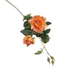 Flor de Simulación Rosa Hidratante Tallo Largo 2 Cabezas Rosa Rizada Flor Artificial Hogar Boda Fotografía Decoración Suave Flor de Seda