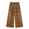 Conjunto informal de dos piezas para mujer, estilo europeo y americano, otoño, estampado de leopardo, top y pantalones 11029