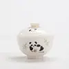 Moji Tudo Fofo Tigela de Cobertura Panda Pintada à Mão Barro de Jade Porcelana Branca Doméstico Conjunto de Chá Kung Fu Tigela de Chá Fofa