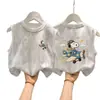 Chaleco sin mangas de algodón puro para niños, verano 2026, para niños, estilo callejero moderno, top holgado tie-dye