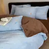Juego de ropa de cama de cuatro piezas de terciopelo de leche de color sólido minimalista de grado A, engrosado para el calor del invierno, funda de edredón y sábana bajera de forro polar coral, disponible para compra grupal como regalo
