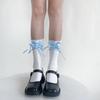 Estilo Niña Dulce Estilo Japonés Lazo Borde Oreja de Madera Calcetines Blancos de Algodón Primavera y Verano Estilo Ballet Calcetines Joker