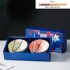 Impressão cortesia tigela japonesa pauzinhos terno azul e branco porcelana cerâmica talheres caixa de presente vai vender presentes fábrica atacado logotipo