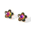 Joyería Gradiente Colorida Transfronteriza Europea y Americana para Mujer, Anillos Abiertos, Pendientes y Conjuntos de Collares Ligeros de Lujo a la Moda y Únicos Estilo Ins para Mujer