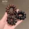 Elástico de Cabelo Estilo Cordão de Telefone com Estampa de Leopardo Retrô para Mulheres, Prendedor de Rabo de Cavalo Simples Sem Costura, Acessório de Cabelo Versátil para o Dia a Dia com Alta Elasticidade
