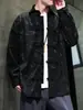 Chaqueta estampada estilo chino para hombre para primavera y otoño, corte holgado, talla grande, pana, cuello de camisa retro con botones, estilo traje Tang, prenda exterior casual