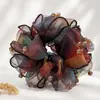 Goma para el pelo tipo scrunchie oversized de estilo coreano con múltiples capas, liga para el pelo de estilo perezoso, cuerda para coleta, accesorio para el pelo de alta gama