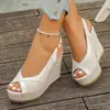 Sandalias de cuña de talla grande con diseño de boca de pez, estilo europeo y americano, para verano 2026, suela gruesa, sandalias romanas de comercio exterior transfronterizo para mujer