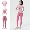 Roupa de Yoga para Mulheres com Gola Alta e Manga Curta, Jaqueta Esportiva Profissional para Primavera e Verão, Secagem Rápida, Respirável, Justa ao Corpo, Fato Fitness Emagrecedor